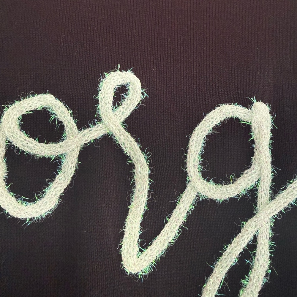 Queen of Sparkles Georgia Script Sweater Top Black Red Size Large NWT Game Day - Picture 3 of 6